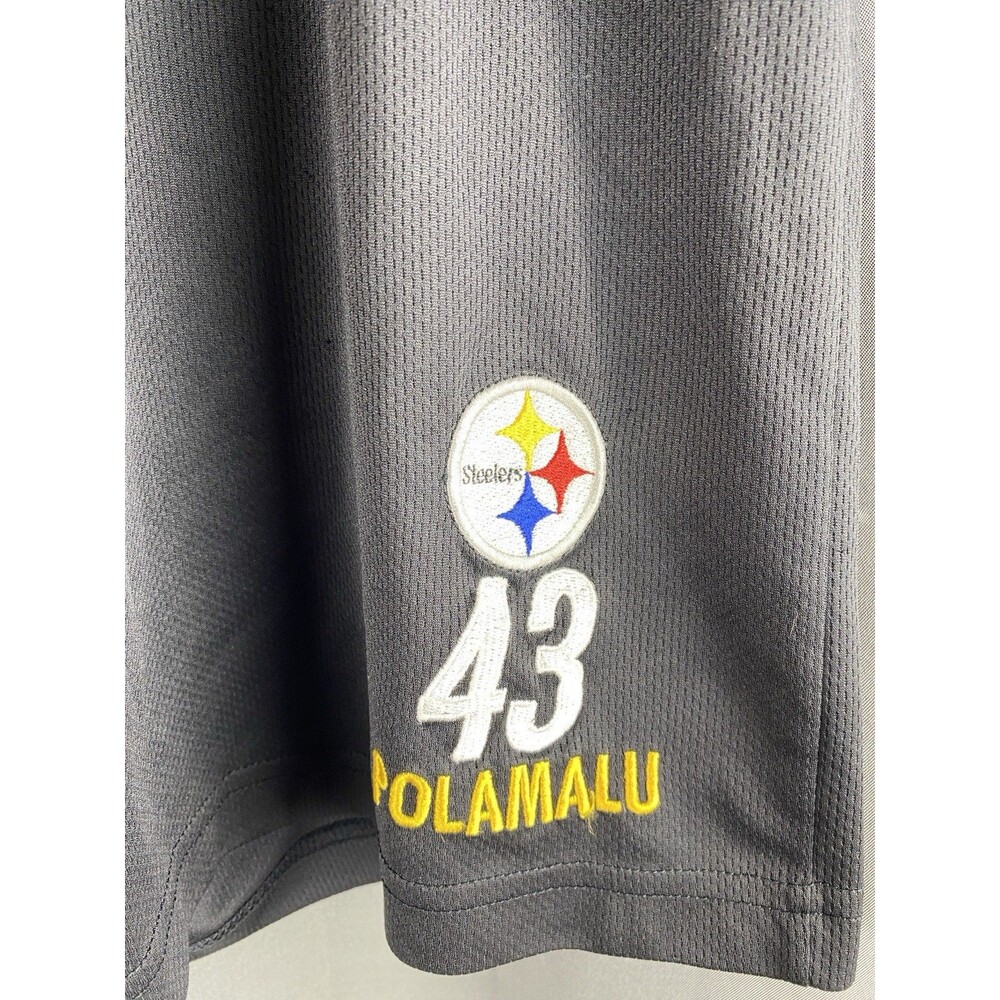 NFL Pittsburgh Steelers #43 Polamalu Mens Sz M Black Shorts Drawstring Waist - Picture 5 of 10